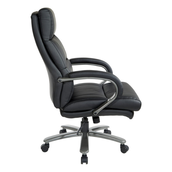OSP Home Furnishings Big and Tall Bonded Leather Executive Office Chair with Lumbar Support and Titanium Accents ECH95297BT-EC3