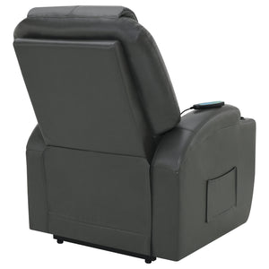 English Elm Rexford Power Lift Recliner Charcoal Grey with Massage, Faux Leather, Heated Seat, Cupholders & Pockets B062P354046