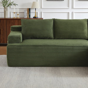 English Elm L-Shaped Cloud Sectional Sofa - Cozy Modular Sleeper, No Assembly, Durable Green Corduroy Design W2339P409432