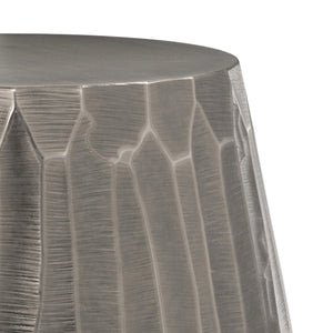 English Elm Nellie Cast Aluminum Side Table in Graphite Finish — Handcrafted Convex Drum Design, 22" x 22" x 22.5" B136P239044