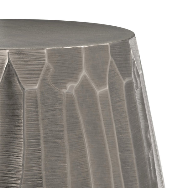 English Elm Nellie Cast Aluminum Side Table in Graphite Finish — Handcrafted Convex Drum Design, 22" x 22" x 22.5" B136P239044