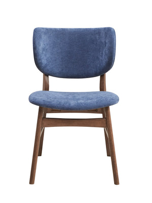 English Elm Blue and Walnut Padded Side Chair (Set Of 2)