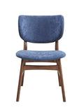 Set of 2 Blue Walnut Padded Side Chairs, Water-Resistant, Comfortable Cushions, Natural Finish - 19.49 x 23.82 x 31.30