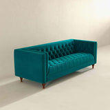 English Elm Ashcroft Furniture - Evelyn Mid Century Modern Teal Velvet Luxury Chesterfield Sofa