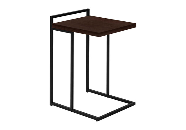 English Elm Accent Table, C-Shaped Side Table For Living Rooms & Bedrooms, Espresso Laminate With Black Metal Base B2710P219374