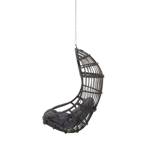 English Elm Christopher Knight Home® - BERKSHIRE Wicker Hanging Chair with 8ft Chain — Weather‑Resistant Faux Rattan Swing, 300 lb Capacity Gray 70843.00GDGRY