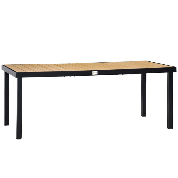 English Elm Outsunny 75" Rectangular Outdoor Dining Table For 8 - Stylish Faux Wood Top & Durable Aluminum Frame W2225P174356-GIGA