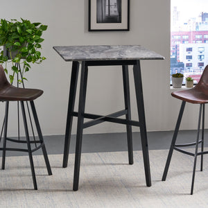 English Elm Christopher Knight Home® - Modern Bar Height Dining Table with Durable High-Pressure Laminate Top and Sleek Rubberwood Legs, Black Finish Grey+Black 65503.00