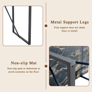 English Elm Table Modern Black Marble Mdf Dining Set With 4 Comfortable Pu Chairs - Stylish, Durable & Easy Care W1151S03404-GIGA