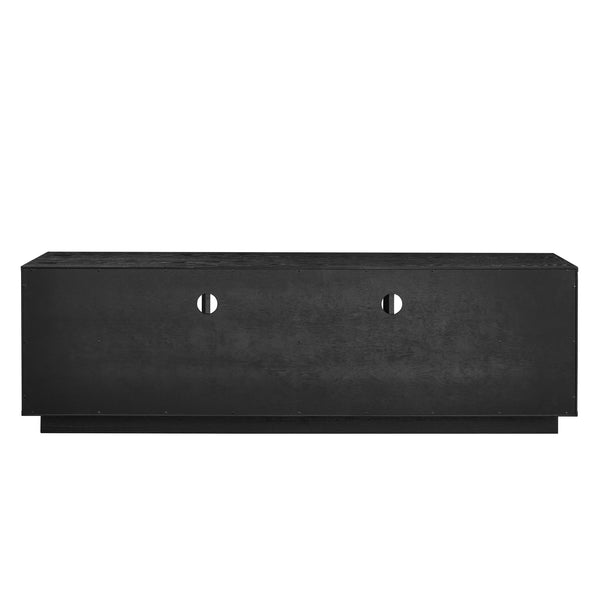 English Elm 63" Mid-Century Modern TV Stand for TVs up to 75" — Solid Wood Drawer Media Console, Louvered Farmhouse Design, Outlet Holes, Durable MDF Finish W1801P291993