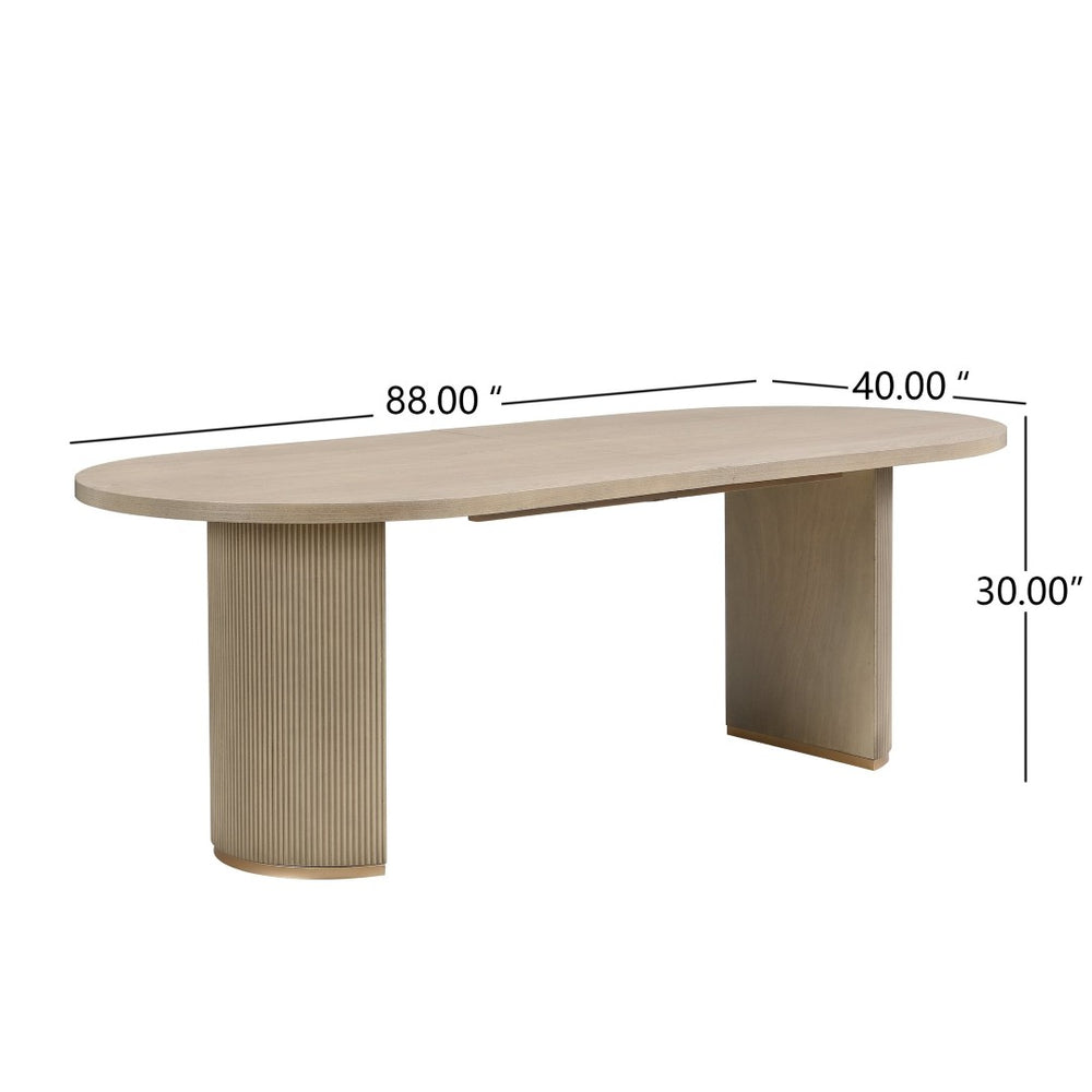 English Elm Oval Wood Dining Table with Double Pedestal Base Seats Six in Light Ash Finish N771P265584A_N771P265585A