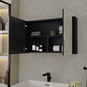 English Elm Medicine Cabinet Mansfield Black - Mirrored Double Doors, Engineered Wood, Spacious Shelves, Compact Durable Design B092P238735