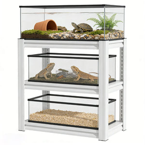 English Elm 20-30 Gallon Aquarium Stand Heavy Duty Steel Three Tier Rack for Home or Office White W2735P457277