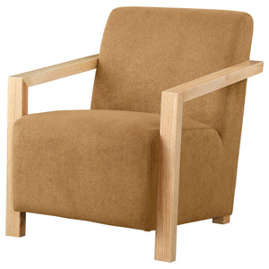 English Elm Landis Grey Fabric Accent Chair with Natural Wood Arms for Modern Living Spaces B062P441109