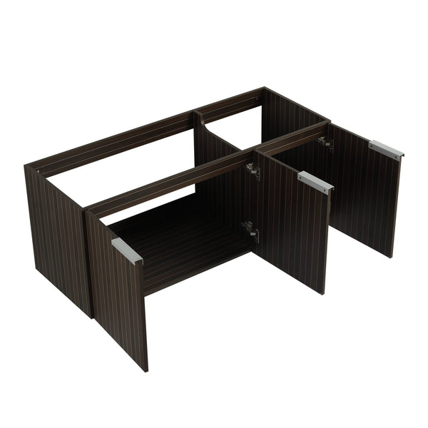 English Elm 48 Inch Silver-Brown Stripe Vanity with Resin Sink, Wall-Mounted 3-Door Storage, Soft-Close Hinges W999P206328