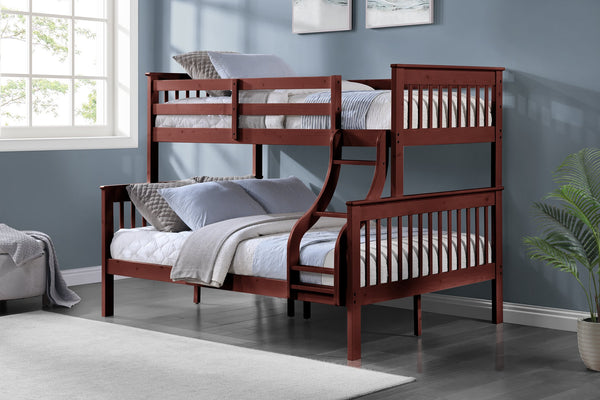 English Elm Marita Cherry Twin/Full Bunk Bed – Durable Pine & MDF, 660lb Capacity, Slat System Included, Right-Ladder B2726S00528