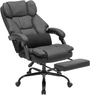 English Elm Office Reclining Executive Chair Pu Leather High Back Swivel with Lumbar Support Black W5201P418259