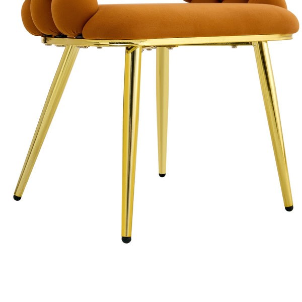 English Elm Set of 2 Sculptural Bubble Backrest Velvet Dining Chairs with Matte Black Legs Gold,Orange W3875P370930