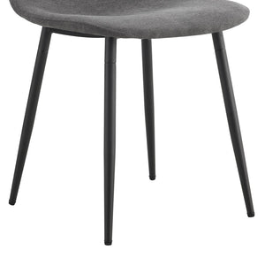 English Elm Table 7-Piece Dining Set: Stylish Black Wood Texture Table With 6 Dark Gray Linen-Cotton Chairs W1151S04319-GIGA