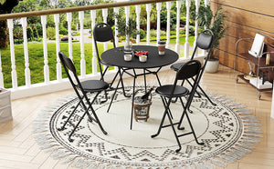 English Elm 4pcs Folding Stool with Back Cushioned PU Seats, Lightweight Portable Folding Chairs for Indoor Outdoor W2580P314329