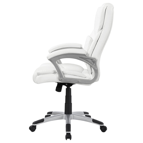 English Elm Kaffir White Leatherette Adjustable Office Chair with Ergonomic Support, Swivel, Casters, Modern Comfort B062P344897