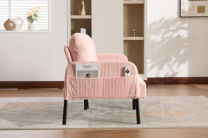 English Elm United We Win Corduroy Loveseat Plush Ergonomic Sofa with Spring Support Metal Legs Pink W1568P410044