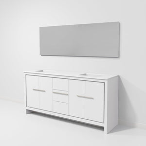 English Elm White Double Bath Vanity 72" W With Cultured Marble Top & 70" Mirror - Timeless Style & Storage Solutions B2731S01503-GIGA