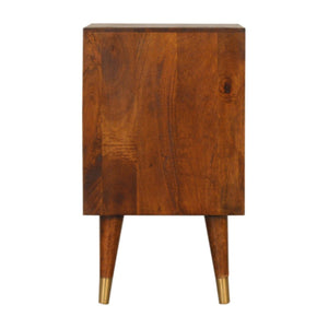 English Elm Solid Mango Wood Nightstand with Brass Pulls Two Drawers Chestnut Nordic Bedroom B182P233805