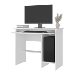 English Elm Koyuk White Computer Desk with Keyboard Tray Cpu Storage and Lower Shelf for Home Office B097P474288