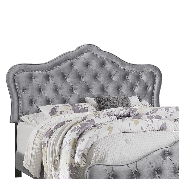 English Elm Georgiana Grey Upholstered Queen Panel Bed - Elegant Velvet Design With Chic Tufting & Glam Details B062P346522