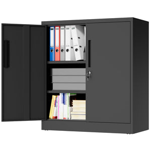 English Elm Metal Lockable Steel Cabinet Two Adjustable Shelves Garage Office Utility Storage T2398P442669