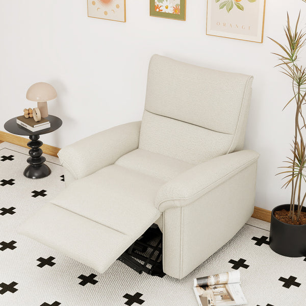 English Elm Wall Zero Wall Power Recliner Chair with Overstuffed Backrest, USB Type-C Charging Port, Space-Saving Electric Recliner for Small Rooms Beige+Grey W1028S00053