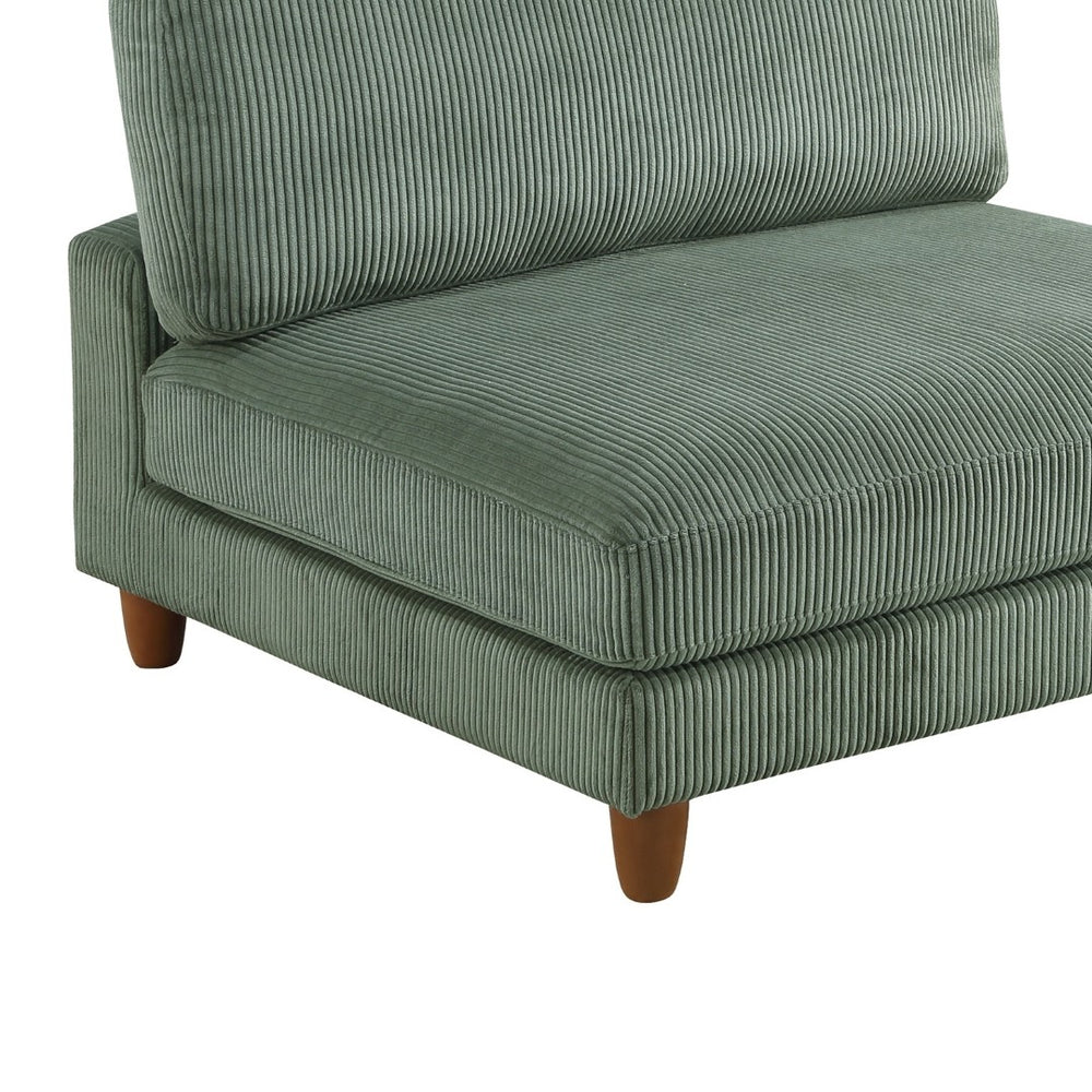 English Elm Living Room Modular Armless Chair Sage Corduroy Upholstery Wood Legs Contemporary Seating B011P486883