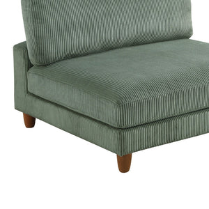 English Elm Living Room Modular Armless Chair Sage Corduroy Upholstery Wood Legs Contemporary Seating B011P486883