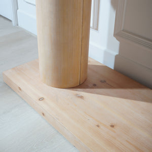 English Elm 59in Modern Minimalist Wooden Console Table with Column Pedestal, Engineered Wood, Neutral Finish Stylish Accent for Entryway W2729P270744