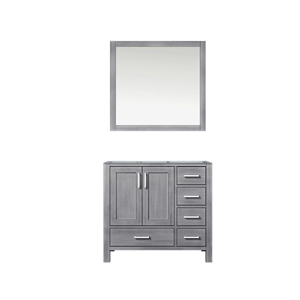 English Elm Distressed Grey Wood Bath Vanity 36" W With Coordinated Mirror, Ample Storage & Rustic Charm B2731S00510