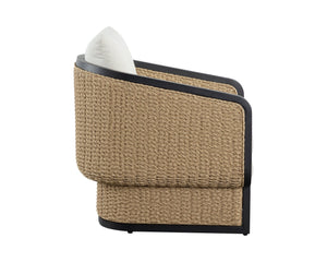 Sunpan OLBIA Lounge Chair - Luxurious Barrelback Design in Louis Cream for Indoor & Outdoor Comfort 111690V