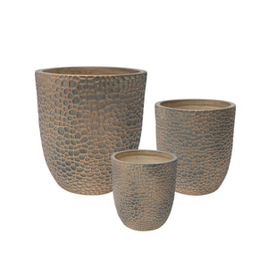 English Elm Large Concrete Style Magnesium Oxide Round Planters Set for Patio and Indoor Decor W5212P434242