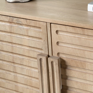 Crestview Collection Coastal Mango Wood Cabinet - Elegant Living Room Storage With Grooved Design And Modern Aesthetic Brown Solid Wood Cvfnr4826