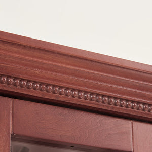 English Elm Lighted Corner Curio Cabinet - Elegant Glass Display With Adjustable Shelves & Ambient Lighting In Cherry W1758P300138