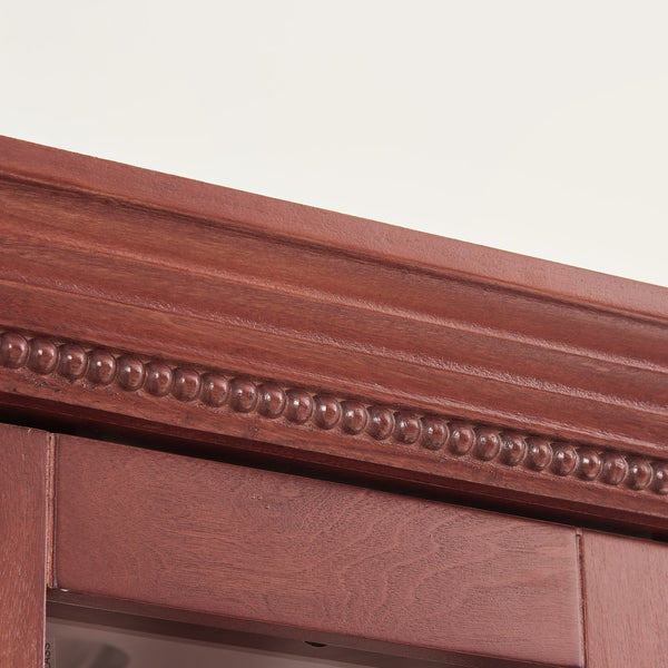 English Elm Lighted Corner Curio Cabinet - Elegant Glass Display With Adjustable Shelves & Ambient Lighting In Cherry W1758P300138