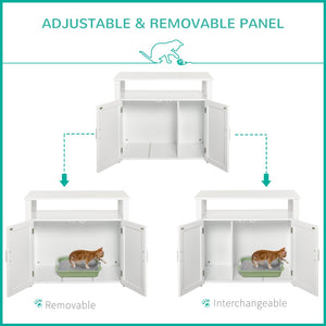 English Elm Pawhut Stylish Wooden Cat Litter Box Enclosure With Storage, Adjustable Partition & Easy Access W2225P217310-GIGA