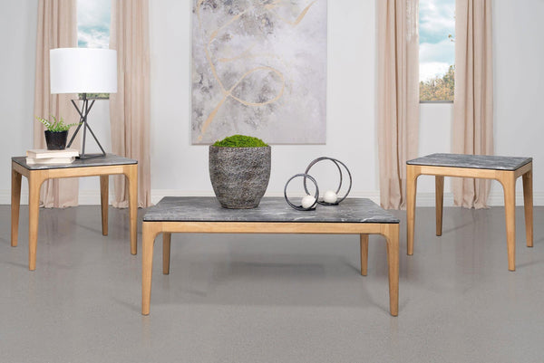 English Elm Fletcher Gloss White Lacquer Coffee and End Table Set for Modern Living Rooms B062S01649