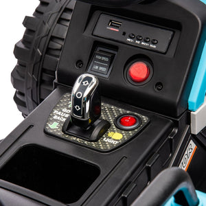 English Elm Ride on Electric Tractor Toy with Trailer 24v 400w Dual Motors Remote Control Led Blue W1578P193906