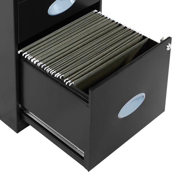 OSP Home Furnishings Metal File Cabinet Black
