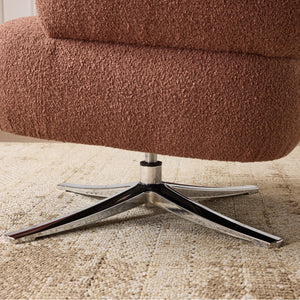 English Elm Cuddle-style linen swivel chair with 360° rotation, wrap-around cradle design for cozy compact spaces Red W3248P354265