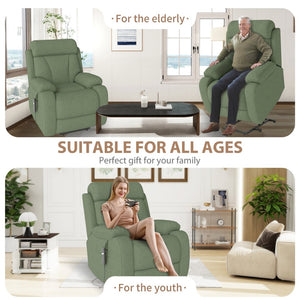 English Elm Power Lift Recliner For Seniors - Elegant Electric Chair With Remote Control & Side Pocket, Dark Green Velvet W1028S00056-GIGA