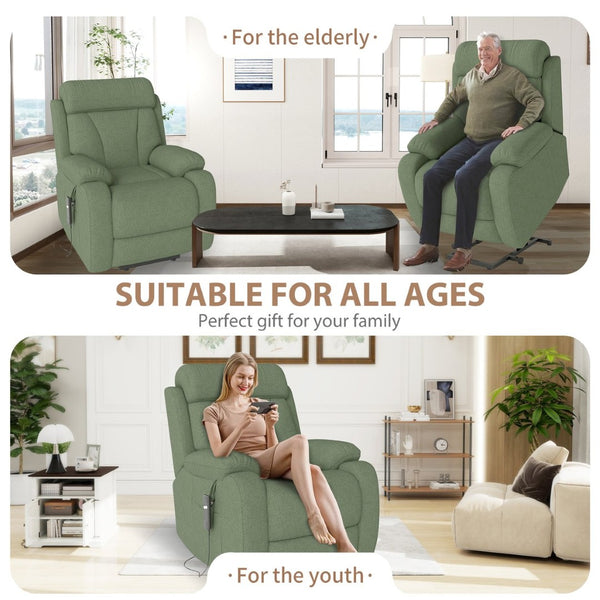 English Elm Power Lift Recliner For Seniors - Elegant Electric Chair With Remote Control & Side Pocket, Dark Green Velvet W1028S00056-GIGA