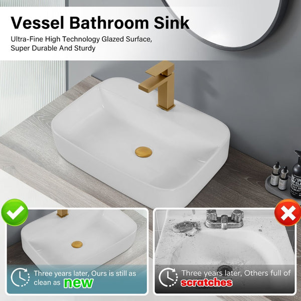 English Elm Bothwa Square Ceramic Vessel Sink Glossy White Cupc Certified Countertop Bath Basin B2724P262845