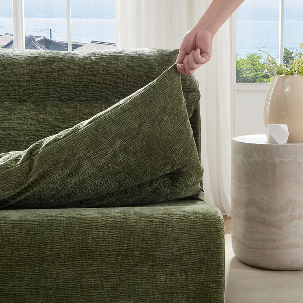 English Elm Single Cozy Armless Chair with Memory Foam Ergonomic Support Removable Washable Cover for Lounging Green W876P236430